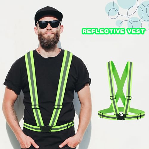 12 Pcs Reflective Safety Vests Visibility Reflective Straps Gear Adjustable Reflective Running Vests for Traffic Control Night Cycling Walking