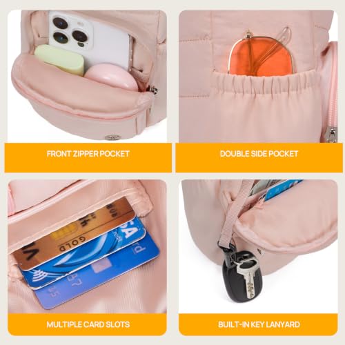 Telena Water Bottle Holder with Strap RFID Crossbody Bags for Women - color: Blush Pink
