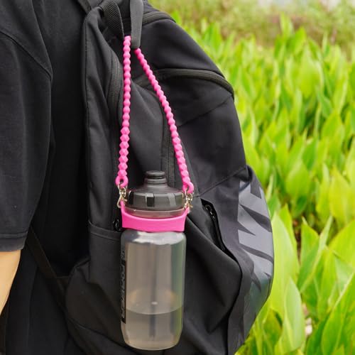 Water Bottle Handle for Stanley Cup - Soft, Durable Silicone Sling with Adjustable Strap, Fits Most 8-40oz Bottles, Ideal Stanley Cup Accessory - color: Rose