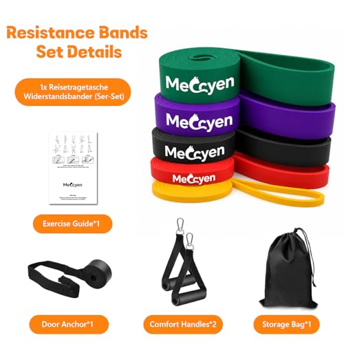 Resistance Bands Set,Exercise Bands with Handles&Door Anchor - color: 5pack(Yellow+red+Black+Purple+Green)