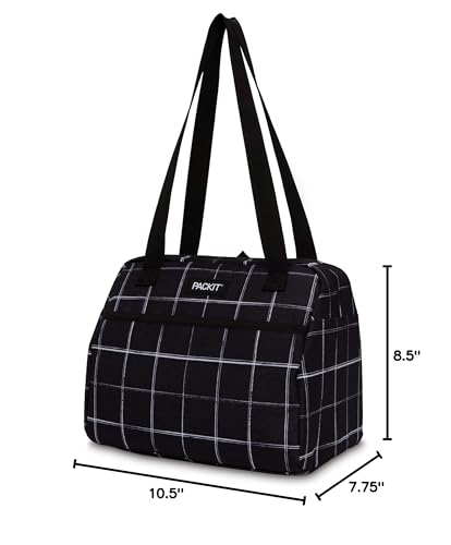 PackIt Freezable Hampton Lunch Bag, Black Grid - color: Black Grid