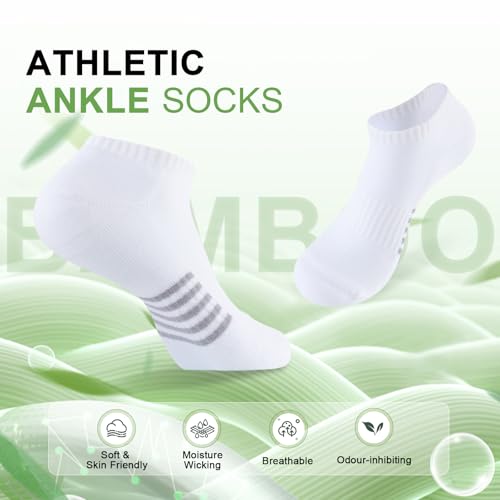 Ankle Socks for Women, 6/12 Pairs Bamboo Viscose Low Cut Socks - color: White, size: 8-11