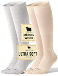 Silky-Soft Merino Wool Compression Socks 15-20 mmHg for Women & Men 2 Pairs - color: 2 Pairs - Earth Tone, size: Small-Medium