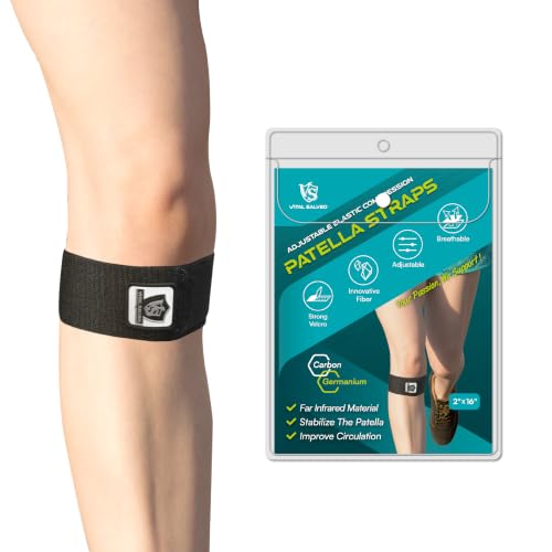 Vital Salveo- Elastic Breathable Knee Patella Wrap Compression Bandage Brace Support Straps for Pain Relief, Joint Stabilize for Men Women Basketball, Tennis, Soccer, Football (Pair) Black /2"* 16" - size: Patella 2"*16"(Pair)