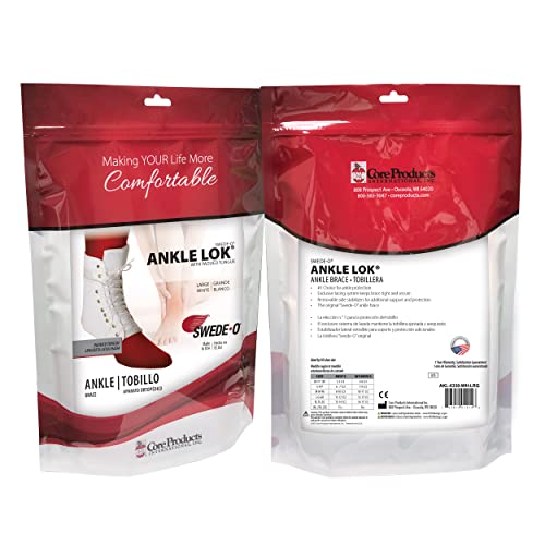 LaceUp Ankle Brace with Stabilizers for Sprains & Sports Support White L - size: Large