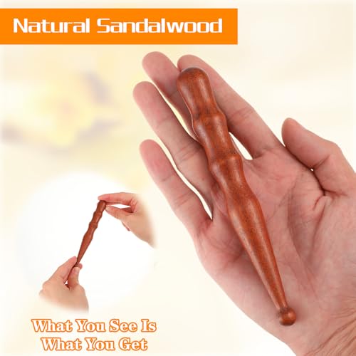Sandalwood Acupoint Massage Pen Acupuncture Pen Traditional Wooden Acupressure Stick Reflexology Tool Gua Sha Scraping Board Trigger Point Massager for Wood Body Hand Foot Waist Calf Leg Relaxing