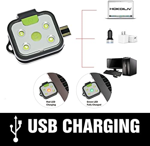 HOKOILN LED Winter Running Light with Hat Clip, Rechargeable Clip-on Running Light - color: Green