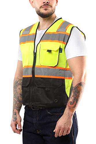 Kolossus High Visibility Safety Vest Front Pockets Silver Orange Reflective Tape for Men and Women Class 2 - size: 5X-Large
