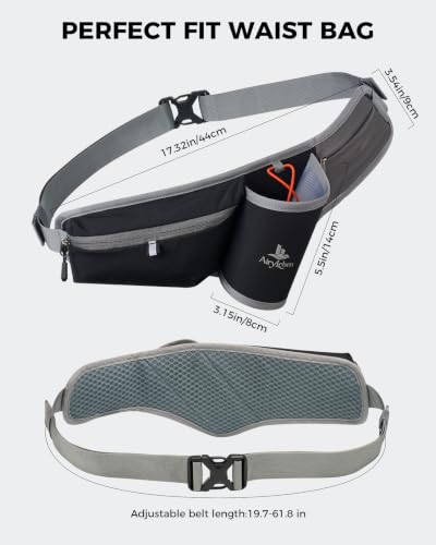 Fanny Pack with Water Bottle Holder, RFID Blocking Running Belt Bag - color: Black
