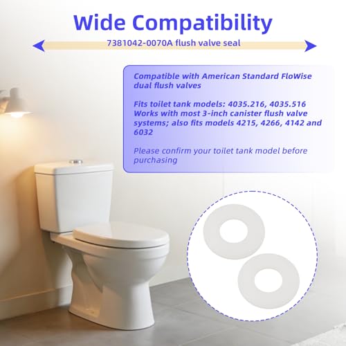 7381042-0070A Flush Valve Silicone Seals Fit American Standard Tank - style: 2 Pack