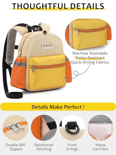 Toddler Backpack with Leash for Boys Girls Kids Kindergarten Nursery, 11” Baby Leash Backpack with Reflective, Toddler Bookbag with Anti-Lost Harness for Walking, Yellow - color: 1-yellow