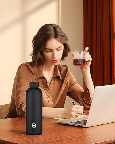 Stainless Steel Insulated Water Bottle no straw for Travel, Gym, 23oz, Black - color: Black, size: 23 Ounces