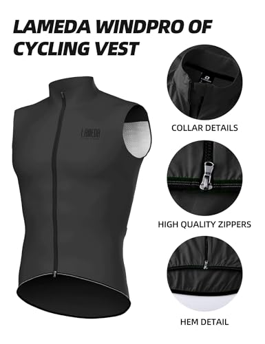 LAMEDA Cycling Jacket for Men Women, Windproof Lightweight Packable Cycling Windbreaker Bicycle Clothing Jacket - color: Black-plus, size: Small