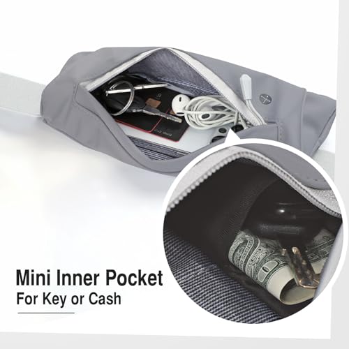 WHIPPY Slim Running Belt Fanny Pack for Women Men Elastic Runners Belt Waist Pouch Chest Bag Phone Holder Waist Pack for Running Hiking - color: 7-Dark Grey