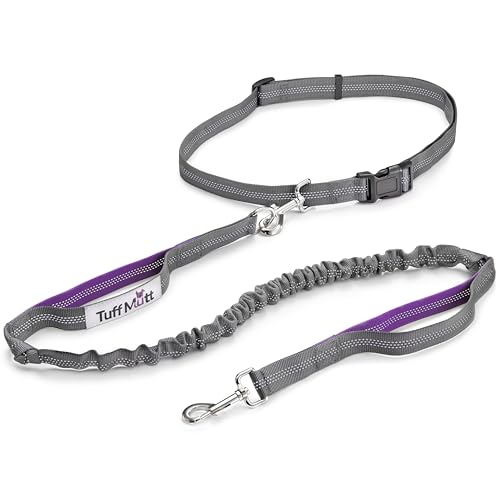 Tuff Mutt Waist Hands Free Dog Leash for Walking Running Hiking - color: Purple