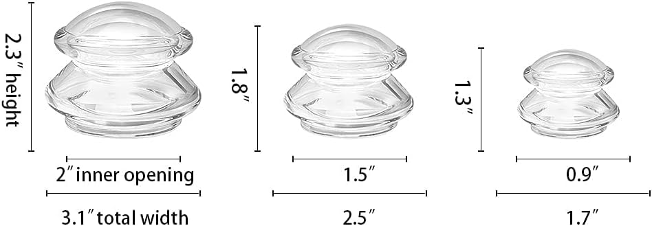 ICUPPING Clear Silicone Cupping Therapy Set, 7 Body Massage Cups (7 Cups) - size: 2 Large + 2 Medium + 3 Small (7 pieces)