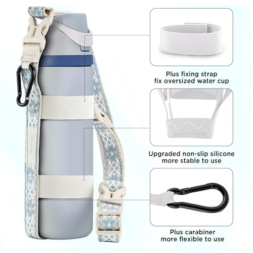 EasyAcc Water Bottle Holder Strap Sling, for Owala FreeSip 24 32 40 oz, Hydro Flask, Cirkul, Yeti, Stanley Flip, Universal Water Bottles, with Carabiner, for Walking Curise Travel (Bottle Excluded) - color: Cinderella