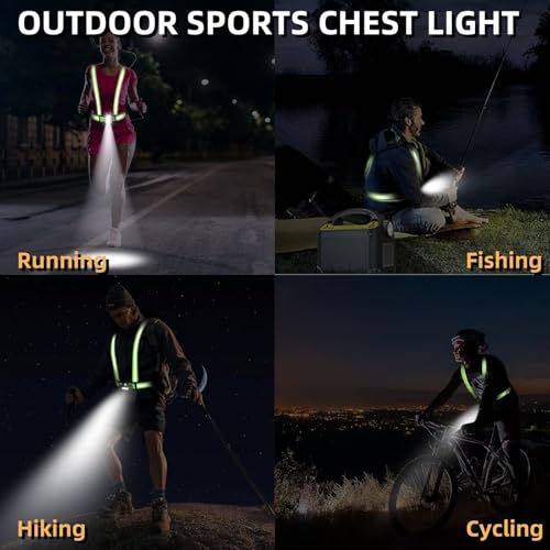 500LM Running Lights for Runners, Adjustable 100° Beam Running Light Vest, 360° Reflective Running Gear Rechargeable, Runners Lights for Night Safety, Lighted Vest for Walking/Cycling/Jogging