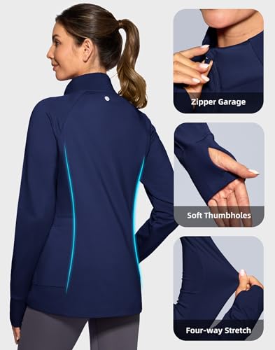 G Gradual Women's Running Fleece Lined Jackets 6 Pockets Lightweight Water Resistant Puffer Jacket for Hiking Travel - color: Navy, size: X-Small