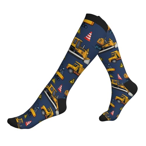Compression Socks Knee High Circulation Support Socks For Women Men Athletic Running Work Hiking Cycling Travel - color: Construction
