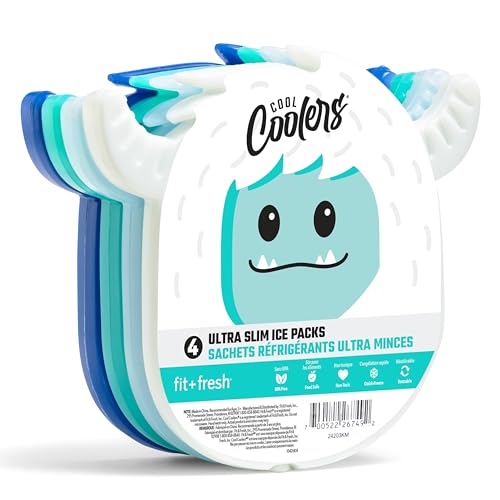 Fit & Fresh Cool Coolers Reusable Kids Lunch Box Ice Packs, 4pk - color: Yeti (4 Pack), size: 4 Pack