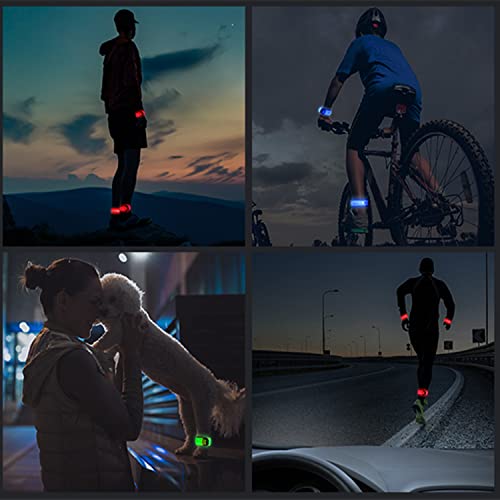Simket Reflective LED Armband Rechargeable for Running(4 Pack), Running Lights for Runners, Running Lights, High Visibility Reflective Running Gear Adjustable Light Up Arm Bands for Men Women Kids