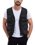 Gihuo Mens Fishing vest for Safari Utility Cargo with Pockets - color: Black, size: XX-Large