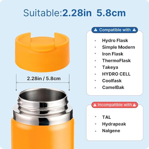 Flip Lid Replacement for Hydro Flask 12 16 18 20 32 40 64 oz Wide Mouth - color: Orange 1Pack
