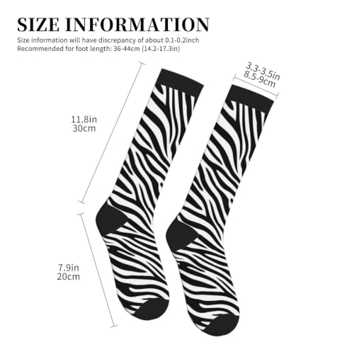 Compression Socks Knee High Circulation Support Socks For Women Men Athletic Running Hiking Cycling - color: Zebra