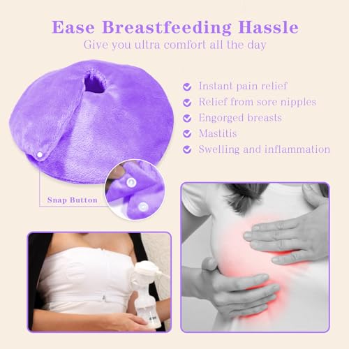 Hot/Cold Breast Gel Ice Packs Breastfeeding Cooling/Heat Pad Pain Relief - color: Purple