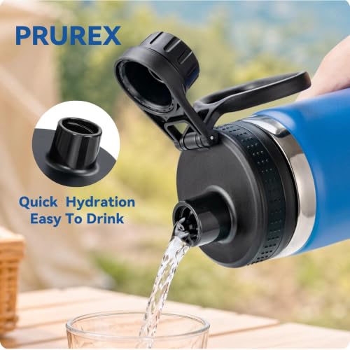Spout Lid for Thermoflask, Takeya, Simple Modern 12-64oz Wide Mouth Bottle - color: Blue+Black