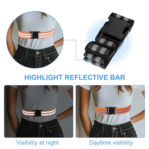 PATIKIL Adjustable Reflective Running Belt, Glow Pt Belt Sash for Cycling Walking - color: Black, size: 1.9 Inch