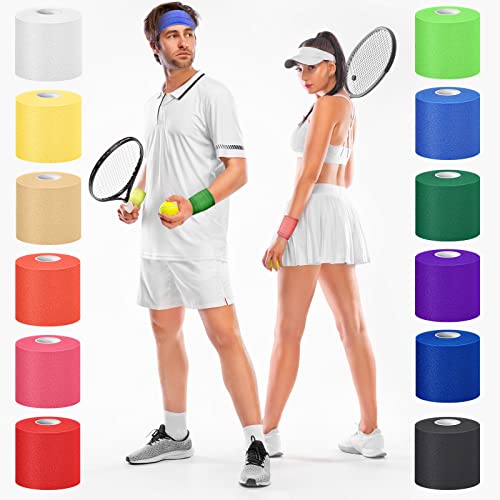 Nuanchu 24 Rolls Prewrap Athletic Tape, 2.75 in x 30 yd, 12 Colors - color: Rose Red, Lime Green,blue,yellow
