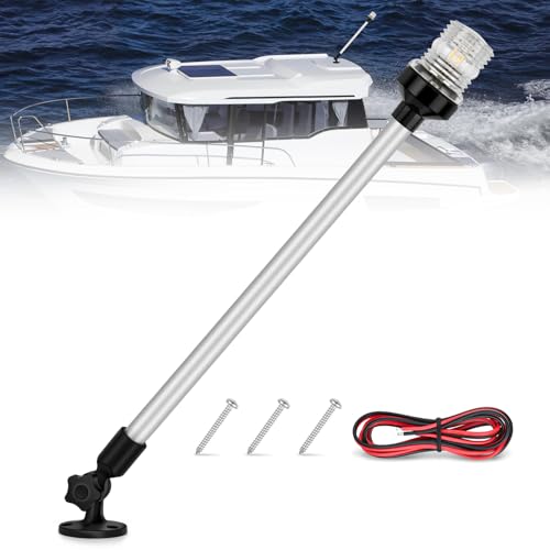 Nilight Marine Boat Stern Light 24" White Fold Down Anchor Lights - color: 24Inch Boat Stern Light