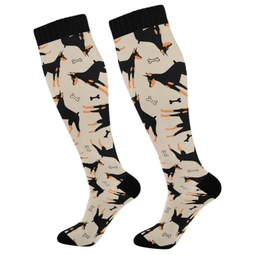 Compression Socks for Women & Men Knee High Socks - color: Doberman