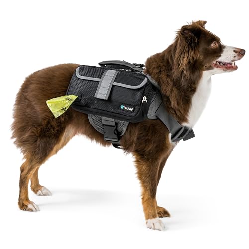 PetAmi Dog Backpack for Medium Large Dogs, Hiking Saddle Bag, Black - color: Black, size: Medium