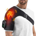 Cordless Heated Shoulder Brace with Vibration,Heated Shoulder Wrap Massager - color: Black