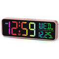 Peakeep Large Display Digital Alarm Clock for Bedroom with Date Day of Week - color: Rose Gold With Colorful (Plug-in Ac Powered)