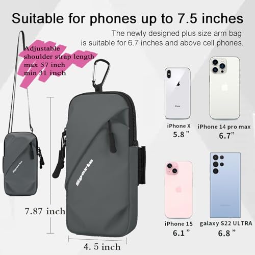 Cell Phone Armbands Running Phone Holder Armband, Shoulder Holster Phone Purse Crossbody Bag Pouch (Gray) - color: Gray