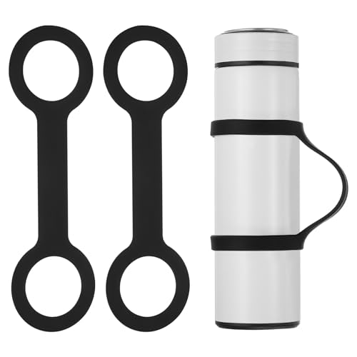PATIKIL Water Bottle Carrier Grip, Portable Soft Silicone Non-Slip Water Handle Grip Water Bottle Holder Strap - color: Black