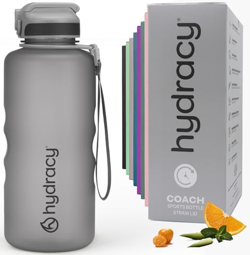 Hydracy 2L Large Water Bottle, Shatterproof, BPA Free Tritan Plastic, Leakproof, Zero Condensation, With Detachable Carry Strap, Spillproof Lid, Convenient Silicon Spout, Ideal for Gym, Yoga - color: Silver Grey, size: 64 oz