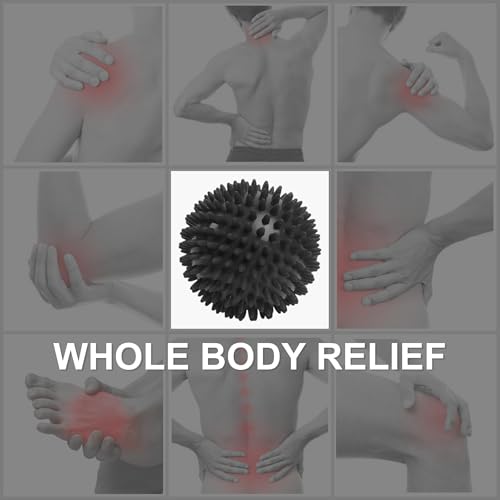LEZER Spiky Massage Ball, Trigger Massage Point, Plantar Fasciitis, Deep Tissue Myofascial Release Tool, Foot Massager, Muscle Knot Relief, Physical Therapy, 3.5 in（Black） - style: 02－3.5 in