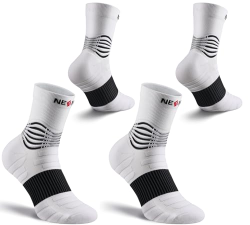 NEENCA Professional Compression Socks for Women Men Circulation, 20-30 mmHg - color: White - 2 Pairs, size: Medium