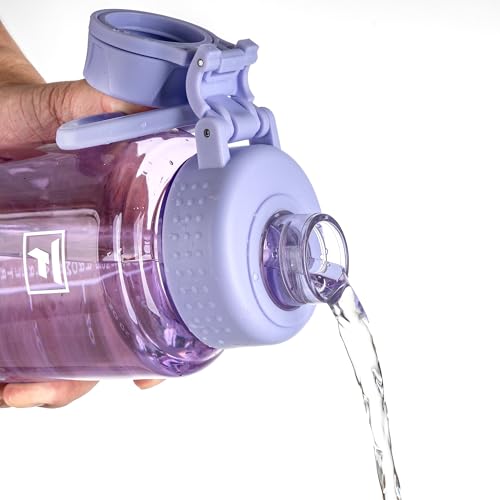 Fanhaw 32oz Clear Plastic Water Bottle with Fast-Flow Lid, Amethyst - color: Amethyst