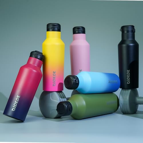 BJPKPK 25oz Insulated Thermal Water Bottle, Straw & Handle, Stainless Steel - color: Charming Black Red, size: 25 Ounces