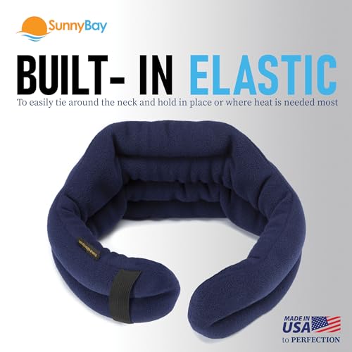 SunnyBay Hands-Free Heating Pad, Neck and Shoulder Wrap, 26 inch, Navy - color: Navy Blue