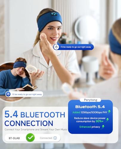 Perytong Sleep Headphones Bluetooth 5.4 Headband, Wireless Headphones Earbuds Earphones Sweatproof for Women Men Sports Workout Running Jogging Yoga Cool Gadgets Christmas Unique Gifts - color: HB NavyBlue