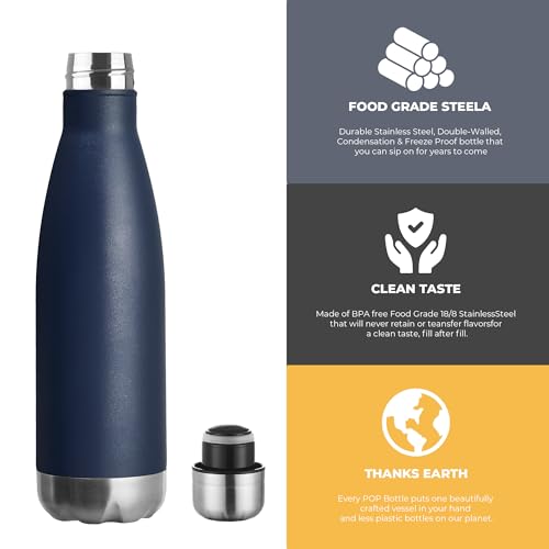 MEWAY 17oz Sport Water Bottle 12 Pack Vacuum Insulated Stainless Steel Leak-Proof Double Wall Cola Shape Water Bottle,Keep Drinks Hot & Cold (Navy,12 Pack) - color: Navy