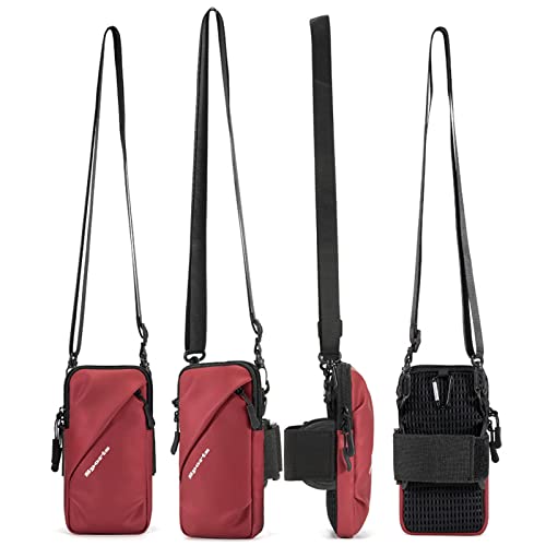 Prime Comfort Cell Phone Holder, Small Crossbody Shoulder Holsters Bag with Arm Band, Fits iPhone and Android, Use for Running, Walking, Hiking & Biking (6.7 Inches, Red) - color: RED
