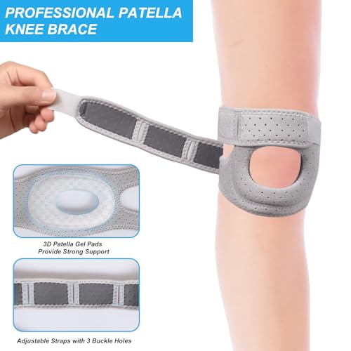 NuCamper Patella Tendon Support Strap, Adjustable Patella Band Knee Brace for Men & Women Pain Relief, Patella Stabilizer Knee Strap Support for Running, Basketball, Sports, Gym, Injury Recovery